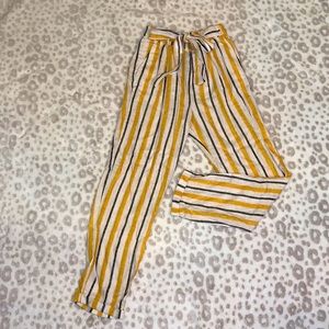 Yellow and gray striped pants size small